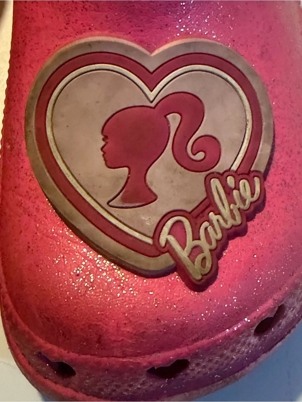 Barbie Hot Pink Kids Slip-On Sandals with Heart Logo
